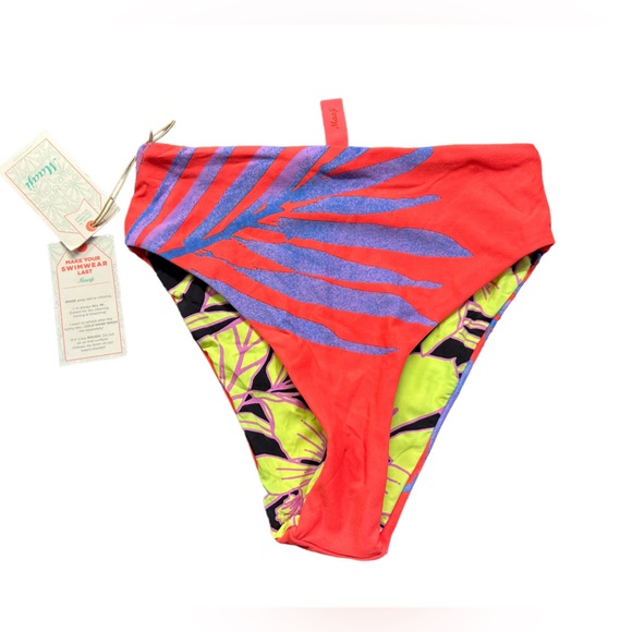 MAAJI eco friendly reversible high waist high cut swim bikini bottoms size S NWT - Picture 2 of 7